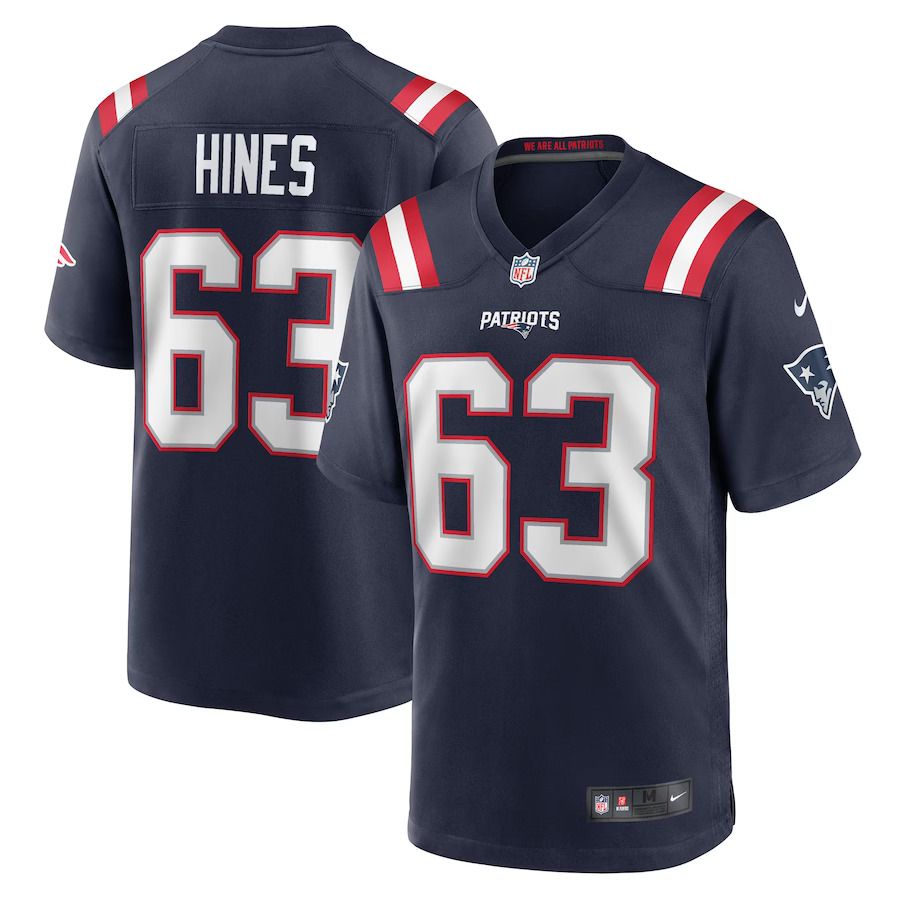 Men New England Patriots #63 Chasen Hines Nike Navy Game Player NFL Jersey